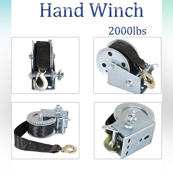 findmall Heavy Duty Hand Winch 2000lbs Hand Crank Strap Gear with 6m - Picture 3 of 6